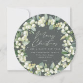 Cartes Pour Fêtes Annuelles Green Round Snowberry+Eucalyptus Christmas Wath (Devant)