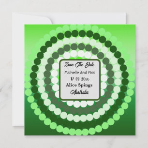 Cartes Pour Fêtes Annuelles Green Spotty Spots Enregistrer La Date,