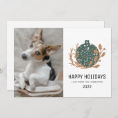 Cartes Pour Fêtes Annuelles Green Terrazzo Bauble Happy Holiday Dog Photo 2022 (Devant / Derrière)