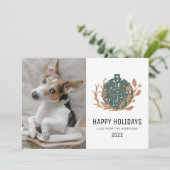 Cartes Pour Fêtes Annuelles Green Terrazzo Bauble Happy Holiday Dog Photo 2022 (Debout devant)