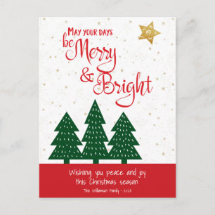 Cartes Pour Fêtes Annuelles Green Tree Gold Star Days Be Joyeux script lumineu
