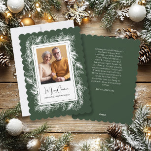 Cartes Pour Fêtes Annuelles Green Vintage Botanique Photo Joyeux Noël