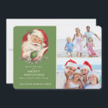 Cartes Pour Fêtes Annuelles Green Vintage Père Noël Photo voeux de Noël<br><div class="desc">Le Père Noël en vintage dans un design de carte de voeux de Noël photo verte avec deux de vos photos de famille préférées. Customisez cette carte de vacances en téléchargeant deux de vos photos en forme de rectangle (ou recadrez-les avant de télécharger) et vos noms. Voici le message de...</div>