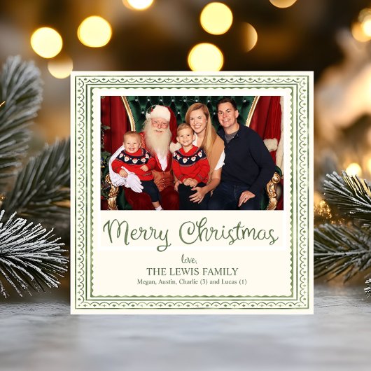 Cartes Pour Fêtes Annuelles Green Watercolor Scallop Pattern Christmas