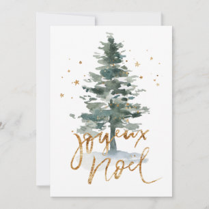 Cartes Pour Fêtes Annuelles Green Watercolors Christmas Tree Noel Typography