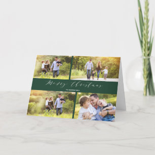 Cartes Pour Fêtes Annuelles Green White Calligraphy Christmas Folded Card