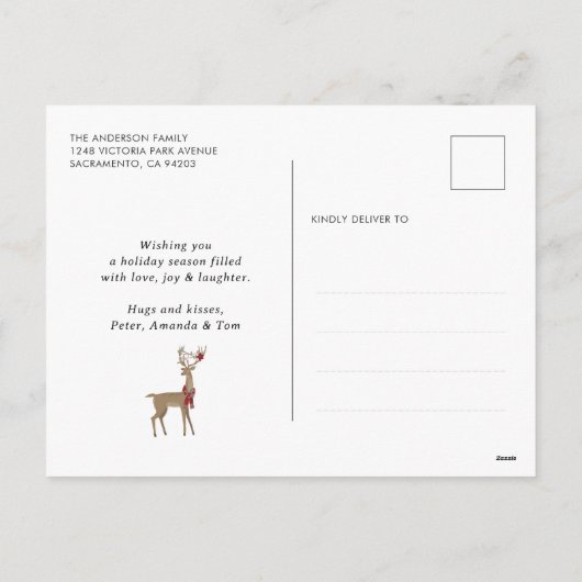 Cartes Pour Fêtes Annuelles Green Winter Scène Stars Forêt Cerf Noël (Dos)