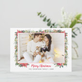 Cartes Pour Fêtes Annuelles Greenery Botanique Script Photo Noël  (Debout devant)