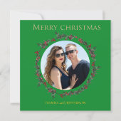 Cartes Pour Fêtes Annuelles Greenery Holly Wreath that encloses your photo (Devant)