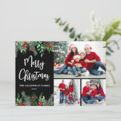 Cartes Pour Fêtes Annuelles Greenery Modern Photo Christmas (Debout devant)