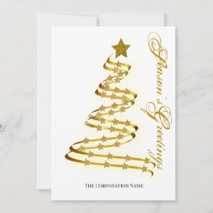 Cartes Pour Fêtes Annuelles Greetins Gold Tree Stars de saison Abstrait Outlin