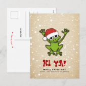 Cartes Pour Fêtes Annuelles Grenouille à caricature de Noël (Devant / Derrière)