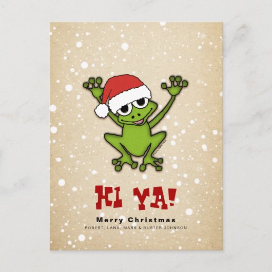 Cartes Pour Fêtes Annuelles Grenouille à caricature de Noël (Devant)