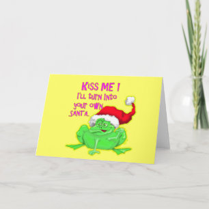 Cartes Pour Fêtes Annuelles Grenouille avec chapeau de Père Noël Drôle de dire