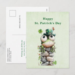 Cartes Pour Fêtes Annuelles Grenouille avec chapeau vert jour de la Saint-Patr
