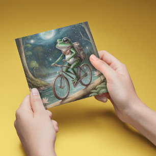 Cartes Pour Fêtes Annuelles Grenouille cycliste