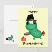 Cartes Pour Fêtes Annuelles Grenouille de pèlerin du thanksgiving de Cassie (Devant / Derrière)