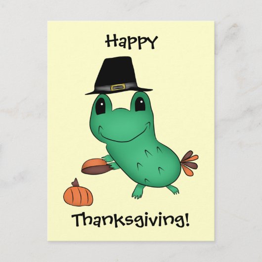 Cartes Pour Fêtes Annuelles Grenouille de pèlerin du thanksgiving de Cassie (Devant)