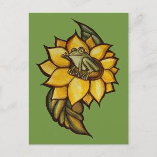 Cartes Pour Fêtes Annuelles Grenouille de tournesol Fleur de fleurs