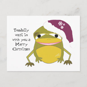 Cartes Pour Fêtes Annuelles Grenouille humoristique dans un chapeau de Noël
