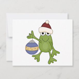 Cartes Pour Fêtes Annuelles Grenouille père Noël avec tee-shirts et cadeaux