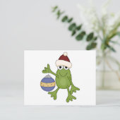 Cartes Pour Fêtes Annuelles Grenouille père Noël avec tee-shirts et cadeaux (Debout devant)
