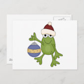 Cartes Pour Fêtes Annuelles Grenouille père Noël avec tee-shirts et cadeaux (Devant / Derrière)