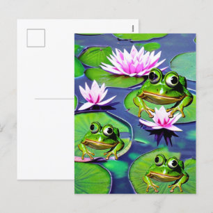 Cartes Pour Fêtes Annuelles Grenouilles Lotus Et Lily Pad