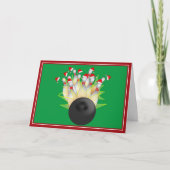 Cartes Pour Fêtes Annuelles Grève du bowling de Noël (Devant)
