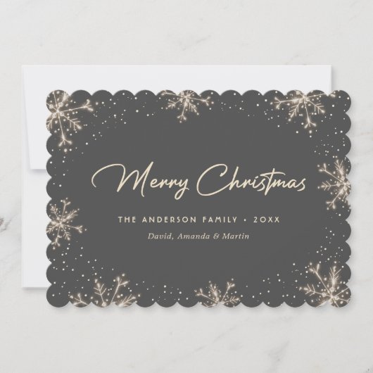 Cartes Pour Fêtes Annuelles Grey Elegant Modern Snowflake Christmas Card (Devant)