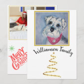 Cartes Pour Fêtes Annuelles Grey Schnauzer Chiot Joyeux (Devant / Derrière)