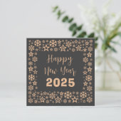 Cartes Pour Fêtes Annuelles Grey Square wish card with a lot of golden stars (Debout devant)