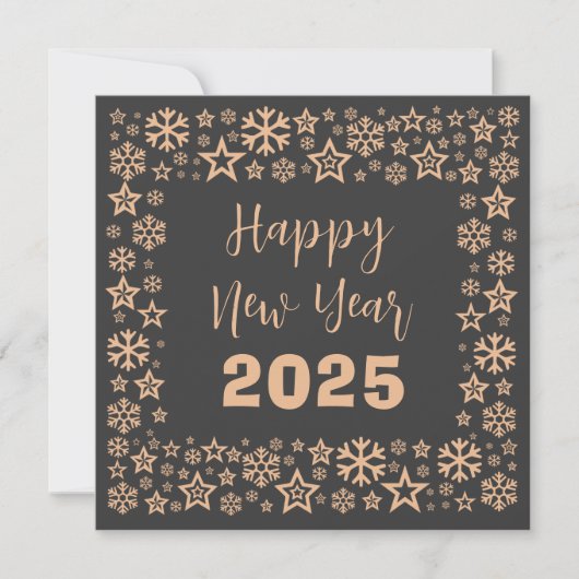 Cartes Pour Fêtes Annuelles Grey Square wish card with a lot of golden stars (Devant)