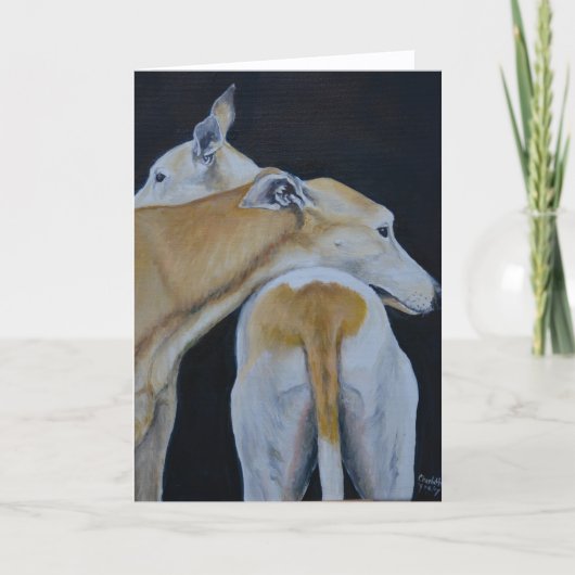 Cartes Pour Fêtes Annuelles Greyhound Hug Dog Art Folded Card (Devant)