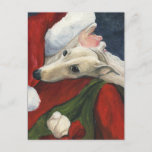 Cartes Pour Fêtes Annuelles Greyhound Santa Christmas Dog Art Postcard<br><div class="desc">This postcard feesta reproduction of my original oil painting of a greyhound and Santa.</div>