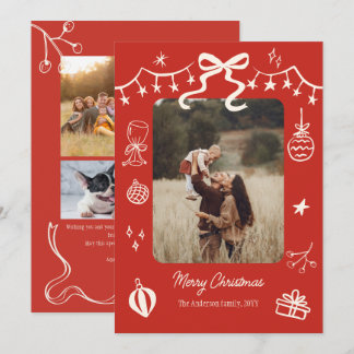 Cartes Pour Fêtes Annuelles gribouillis de script de Noël rouge 5 photos
