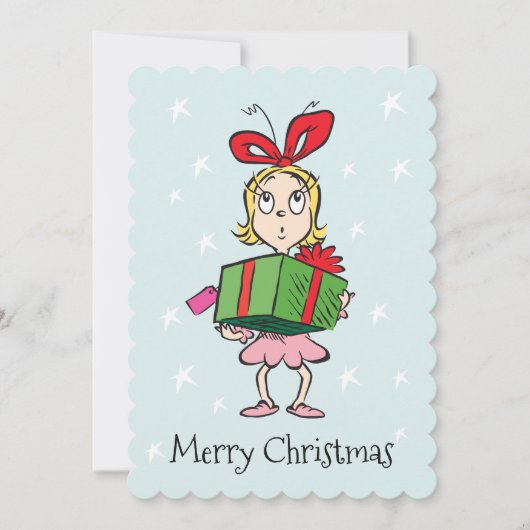 Cartes Pour Fêtes Annuelles Grille | Cindy-Lou Qui - Tenant Présent (Devant)