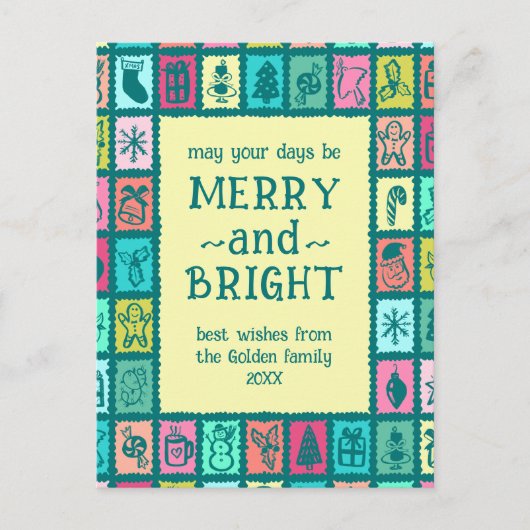 Cartes Pour Fêtes Annuelles Grille de Noël Fantaisiste Douce Personnalisée (Devant)