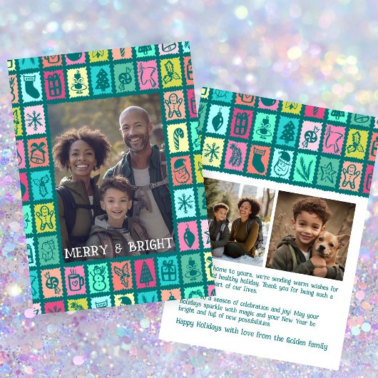 Cartes Pour Fêtes Annuelles Grille de Noël fantaisiste Douce personnalisée 3 P