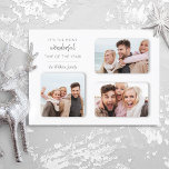 Cartes Pour Fêtes Annuelles Grille Dimensionnale 3-Photo Unique Moderne<br><div class="desc">Design minimaliste moderne unique avec trois coutures photo aux angles arrondis et un effet d'ombre portée avec "C'est le moment le plus merveilleux de l'année!" champs de texte modifiables.</div>