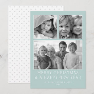 Cartes Pour Fêtes Annuelles Grille Minimale 3 Photo Holiday Card