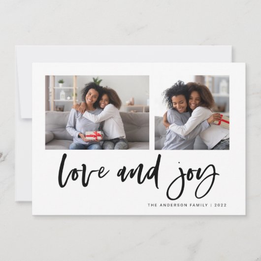 Cartes Pour Fêtes Annuelles Grille photo décontracté Script Deux | Amour et jo (Devant)