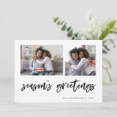 Cartes Pour Fêtes Annuelles Grille photo décontracté Script Deux | JOYEUSES FÊ (Debout devant)