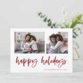 Cartes Pour Fêtes Annuelles Grille photo décontracté Script Deux | Joyeuses fê (Debout devant)