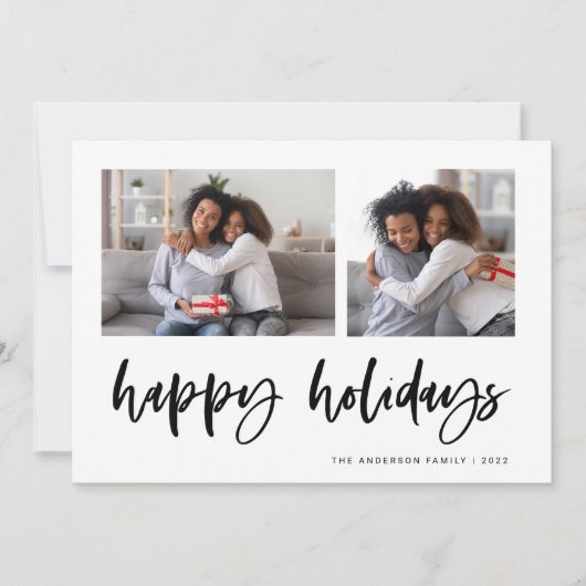 Cartes Pour Fêtes Annuelles Grille photo décontracté Script Deux | Joyeuses fê (Devant)