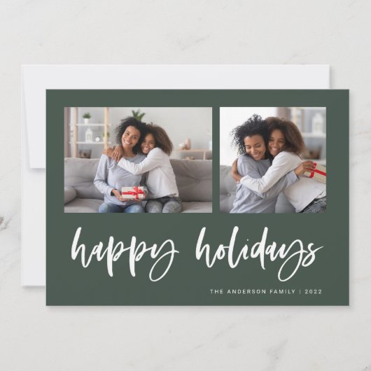 Cartes Pour Fêtes Annuelles Grille photo décontracté Script Deux | Joyeuses fê (Devant)