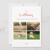 Cartes Pour Fêtes Annuelles Grille photo familiale minimale | Noël (Devant)