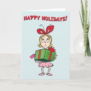 Cartes Pour Fêtes Annuelles Grinch Cindy-Lou Who - Présent en main