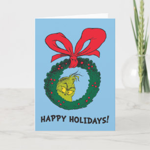Cartes Pour Fêtes Annuelles Grinch Classique Couronne de Noël