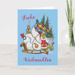 Cartes Pour Fêtes Annuelles Grinch Classique   Grinch & Max avec traîneau